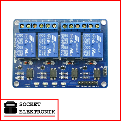 Jual Module Relay Arduino 4 Channel Input: 5 VDC Output: 10A 30 VDC 250 ...