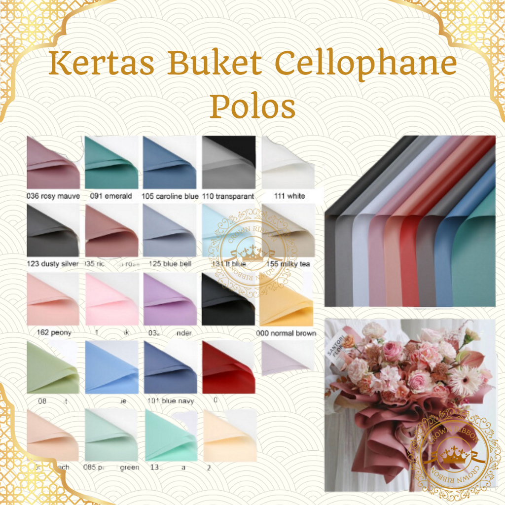 Jual Lembar Kertas Cellophane Buket Bunga Solid Polos Flower