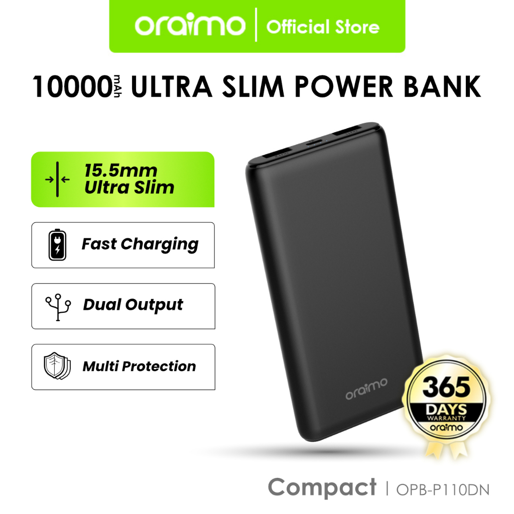 oraimo Slice 10000 mAh Ultra Slim Fast Charging Power Bank