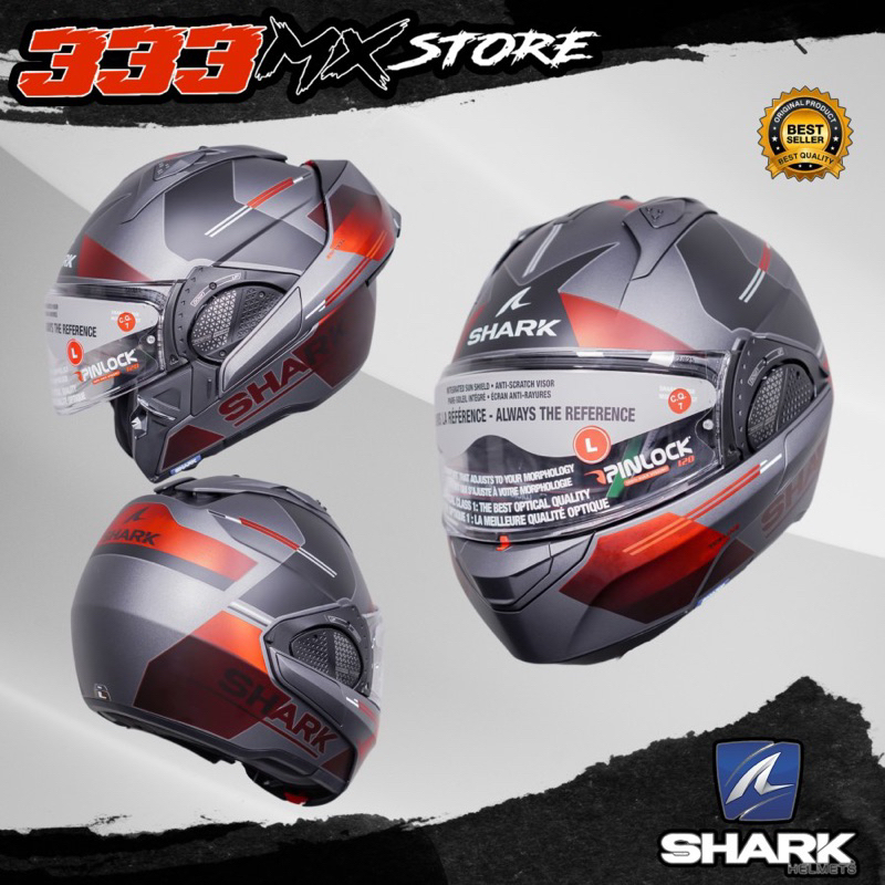 Klapphelm Shark Evo Gt Tekline Anthrazit-Chrome-Rot – WMYAQQ