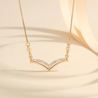 Lanme Jewelry Kalung Fuji Wanita Anti Karat Lapis Emas v Necklace Kalung Fuji Fashion Perhiasan Wanita Emas Y215