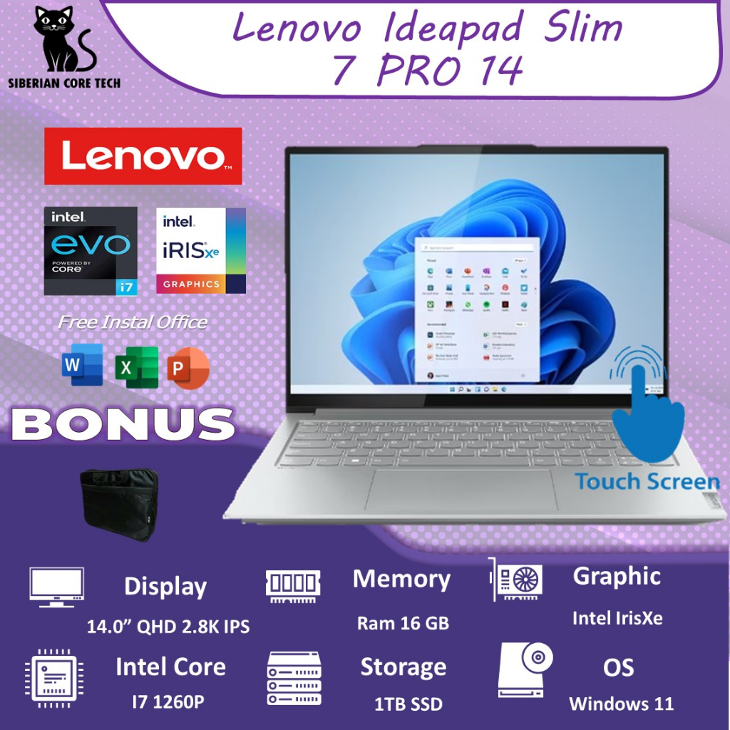 Jual Lenovo Ideapad Slim 7 Pro 16 TOUCH I7 12700 ARC 4GB 16GB 1TB W11 16 0QHD IPS 2 5K Shopee