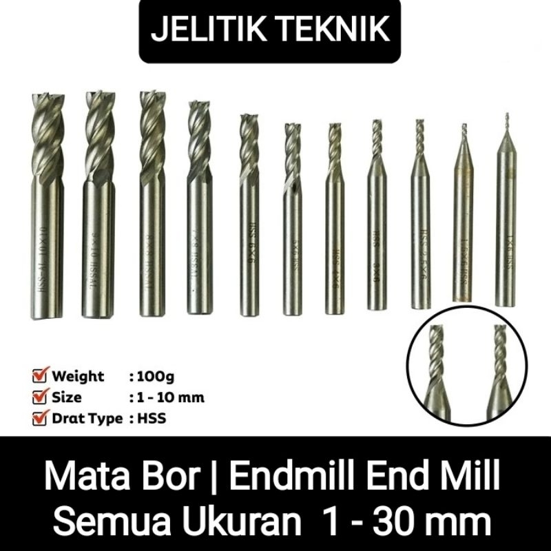 Jual Mata Bor Endmill End Mill Hss All Size Semua Ukuran