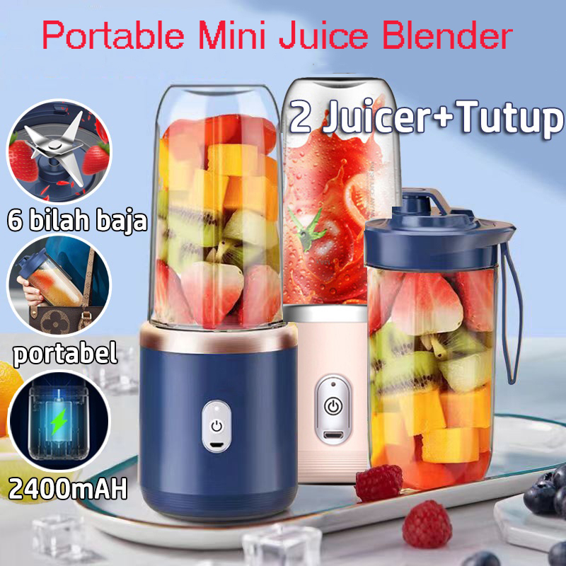 Jual [ready stock]2100r/min Blender Portable 450ml Portable Mini Juice Blender 6 bilah Blender