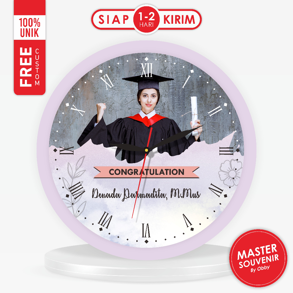 Jual Jam Custom Graduation Ukuran 10CM (Hadiah Wisuda Kado Kenaikan ...