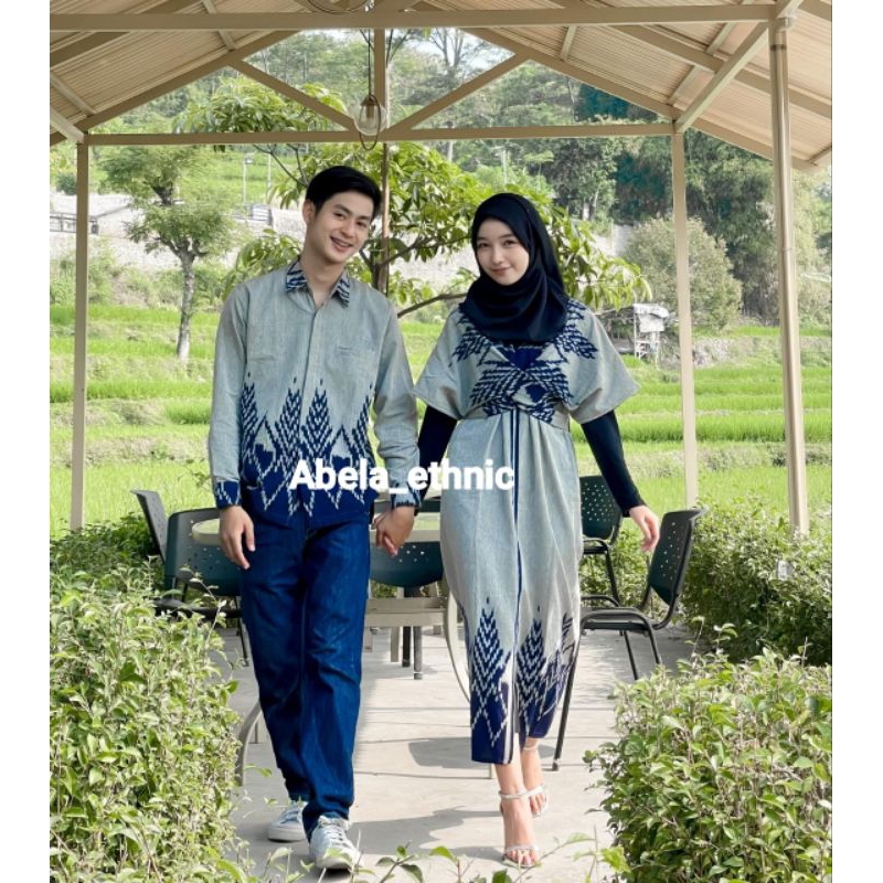 Jual READY STOCK - RAISA GREY NAVY - BAJU TENUN COUPLE - BAJU TENUN ...