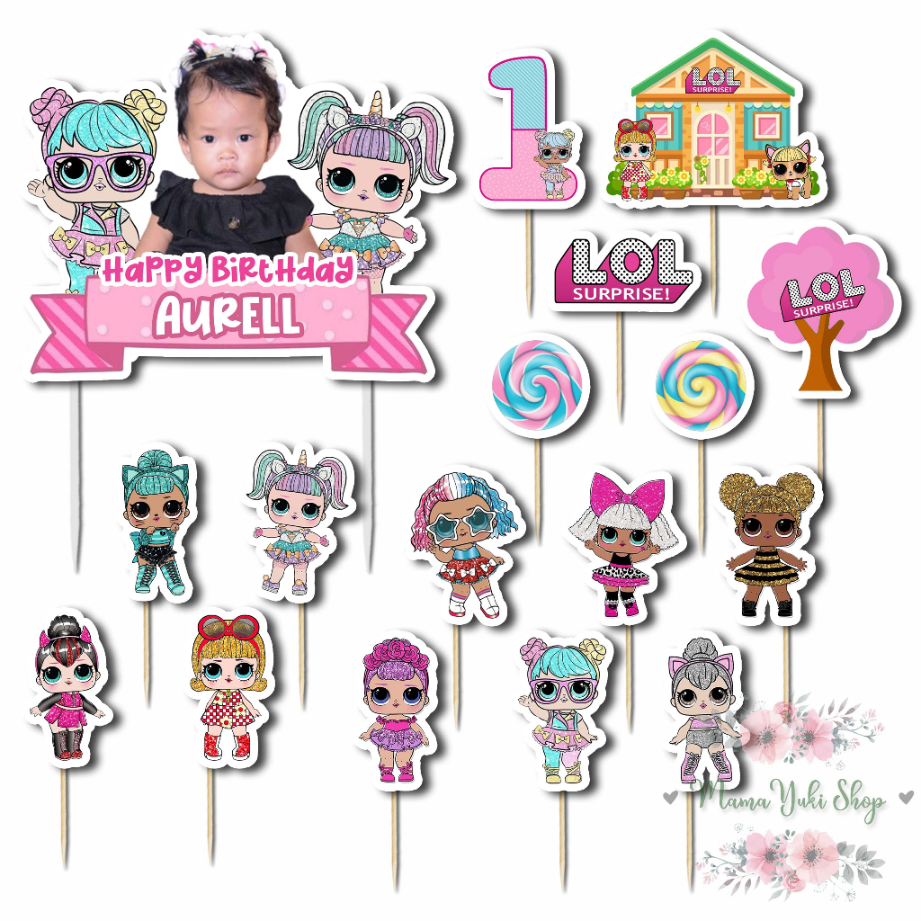 Jual Topper Cake Hiasan Kue Ulang Tahun Motif LOL SURPRISE Kustom FOTO