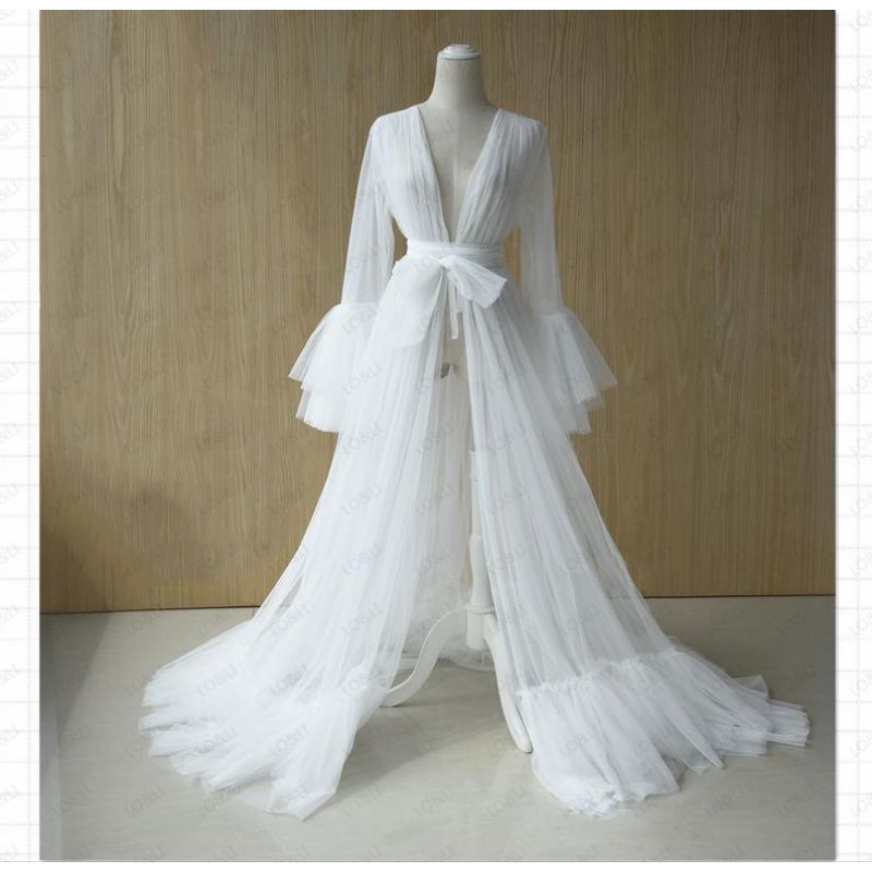 Robe De Chambre Kimono En Tulle - Pour Femme Et Grossesse - Photo Maternité - Cadeau Mariage