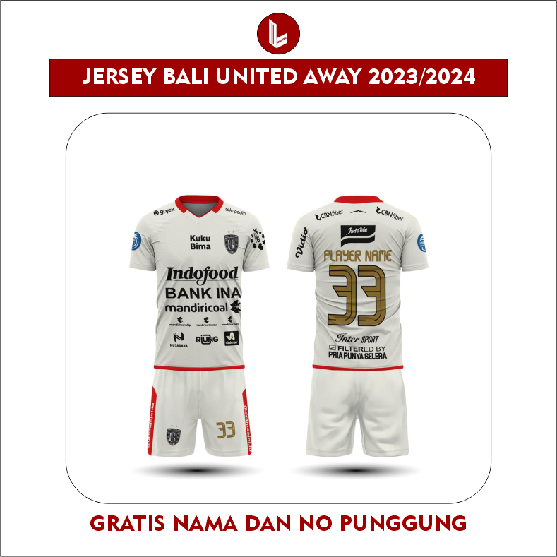 Jual Jersey Bali United Away2023/2024 Premium Terbaru Gratis Nama Dan