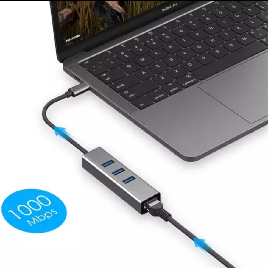 Jual Usb Type C to lan gigabit Rj45 3 hub 3.0 port Ethernet Digigear ...