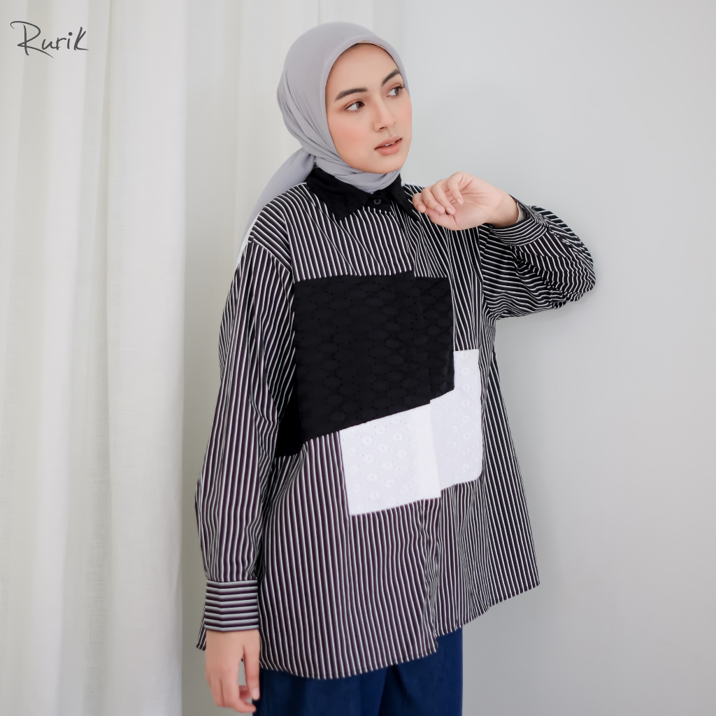 Jual Rurik Kemeja Wanita Katun Salur Kalin Shirt | Shopee Indonesia