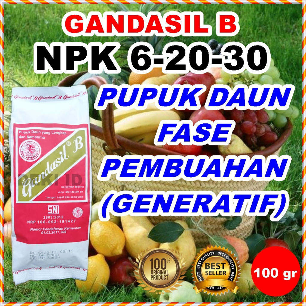 Gandasil B Merah 100 Gr Pupuk Buah Bunga NPK Generatif Nutrisi Pembuahan Pembungaan Tanaman