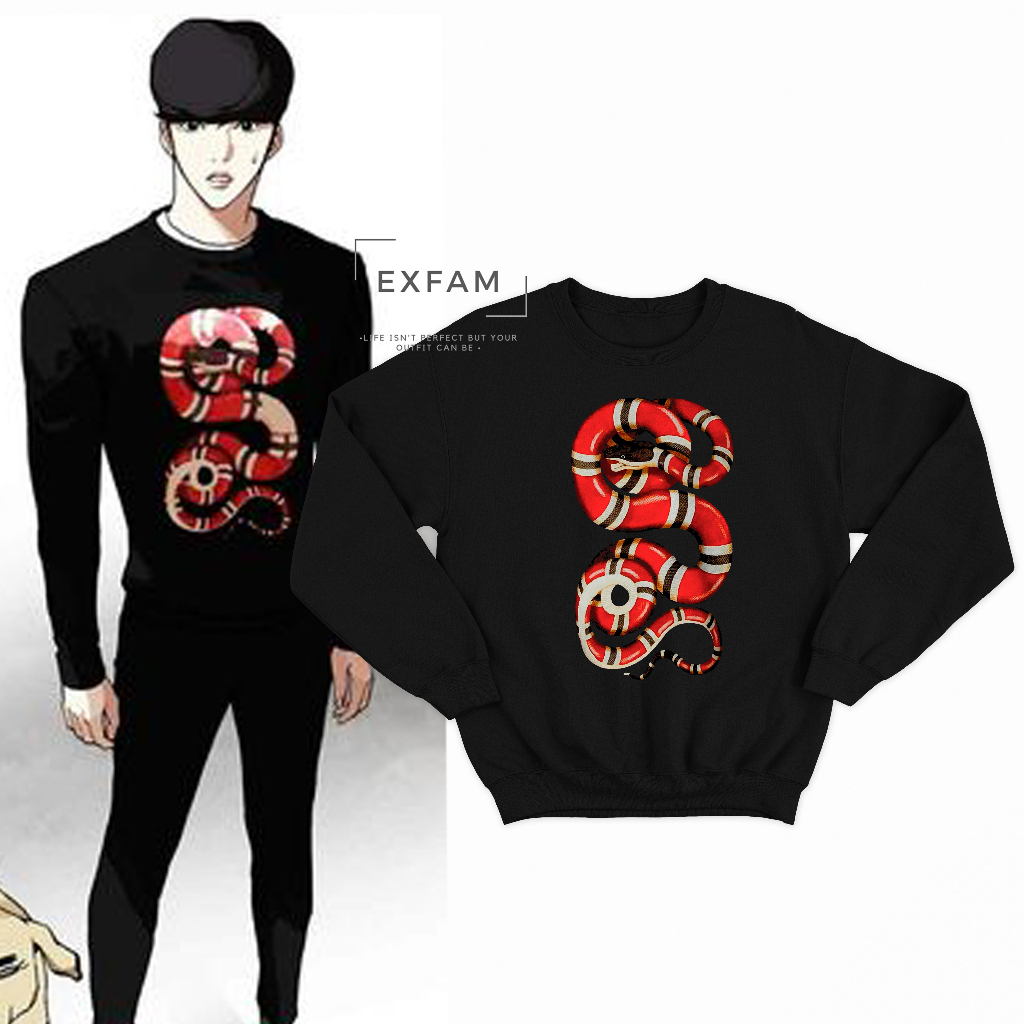 Jaket Hoodie Crewneck Park Hyung Seok Gucci Kingsnake Printed