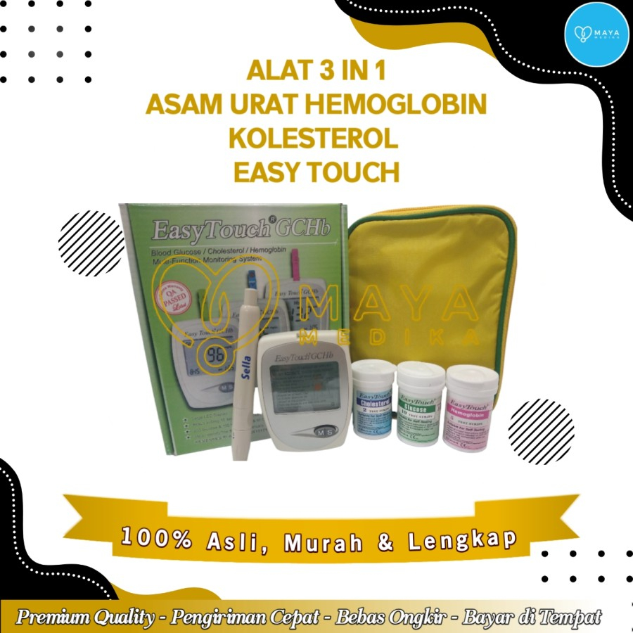 Jual Alat Easy Touch 3 In 1 GCHb (Gula, Hemoglobin, Kolesterol ...