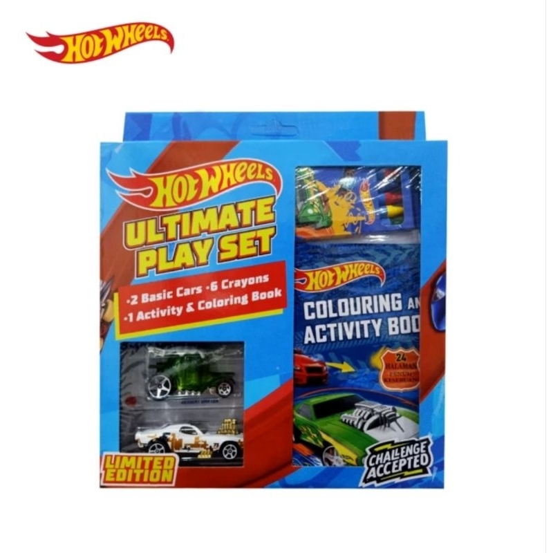 Jual Hot Wheels Ultimate Playset with Coloring and activity book & 6