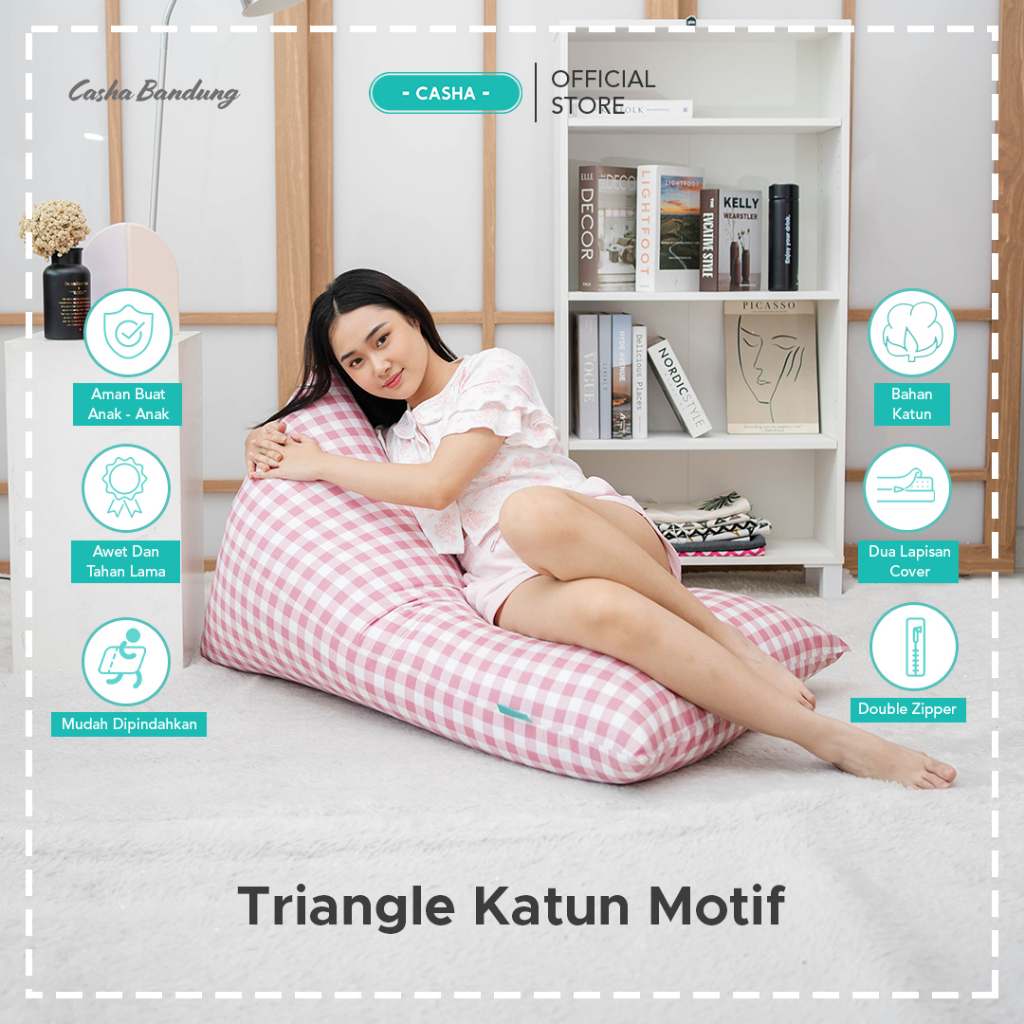 Jual Instant Casha Triangle Medium Katun Motif Plus Isi Bean Bag Murah Bean Bag Dewasa