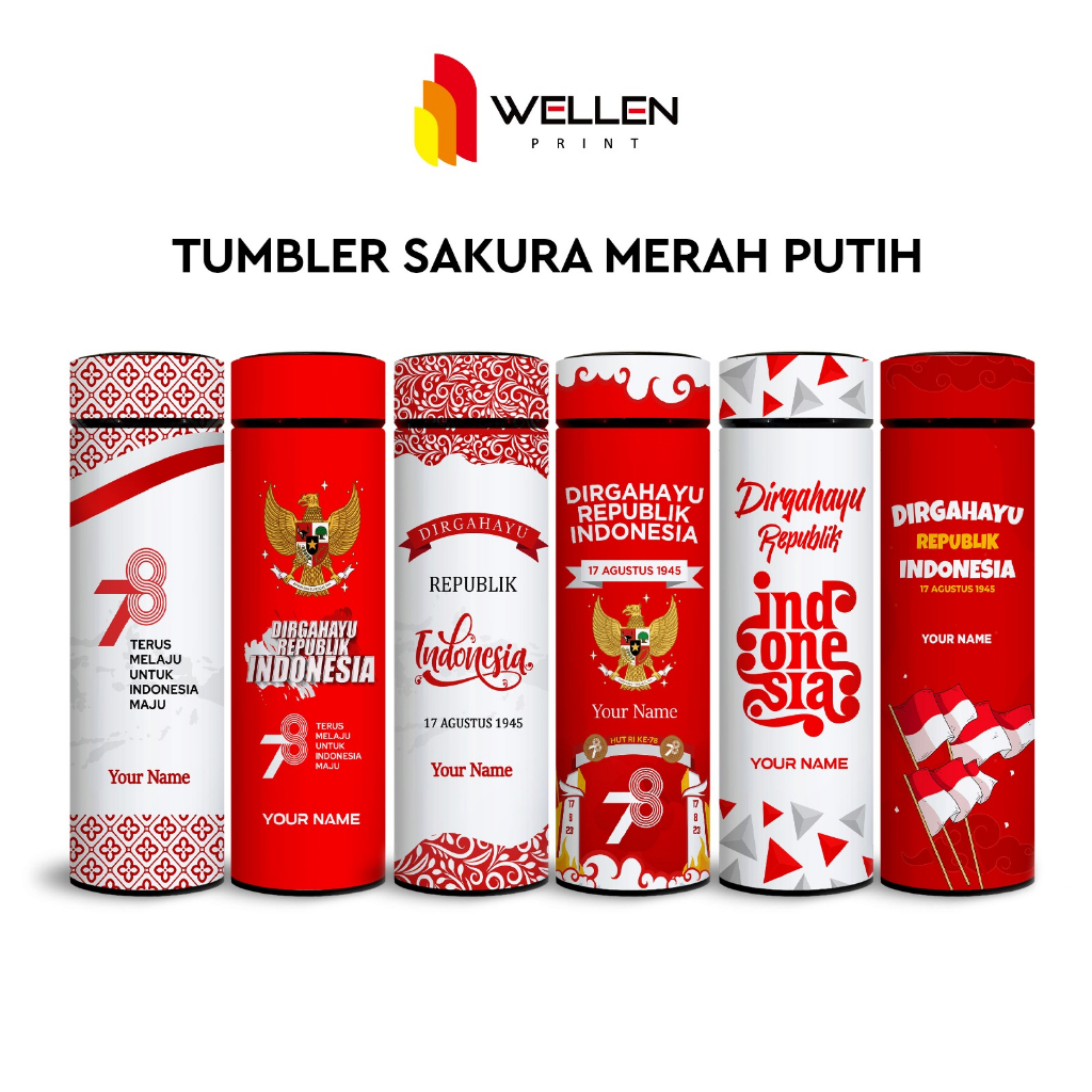 Jual Wellen Print Cetak Tumbler Sakura Merah Putih Print Uv Custom Nama Edisi 17 Agustus 9955