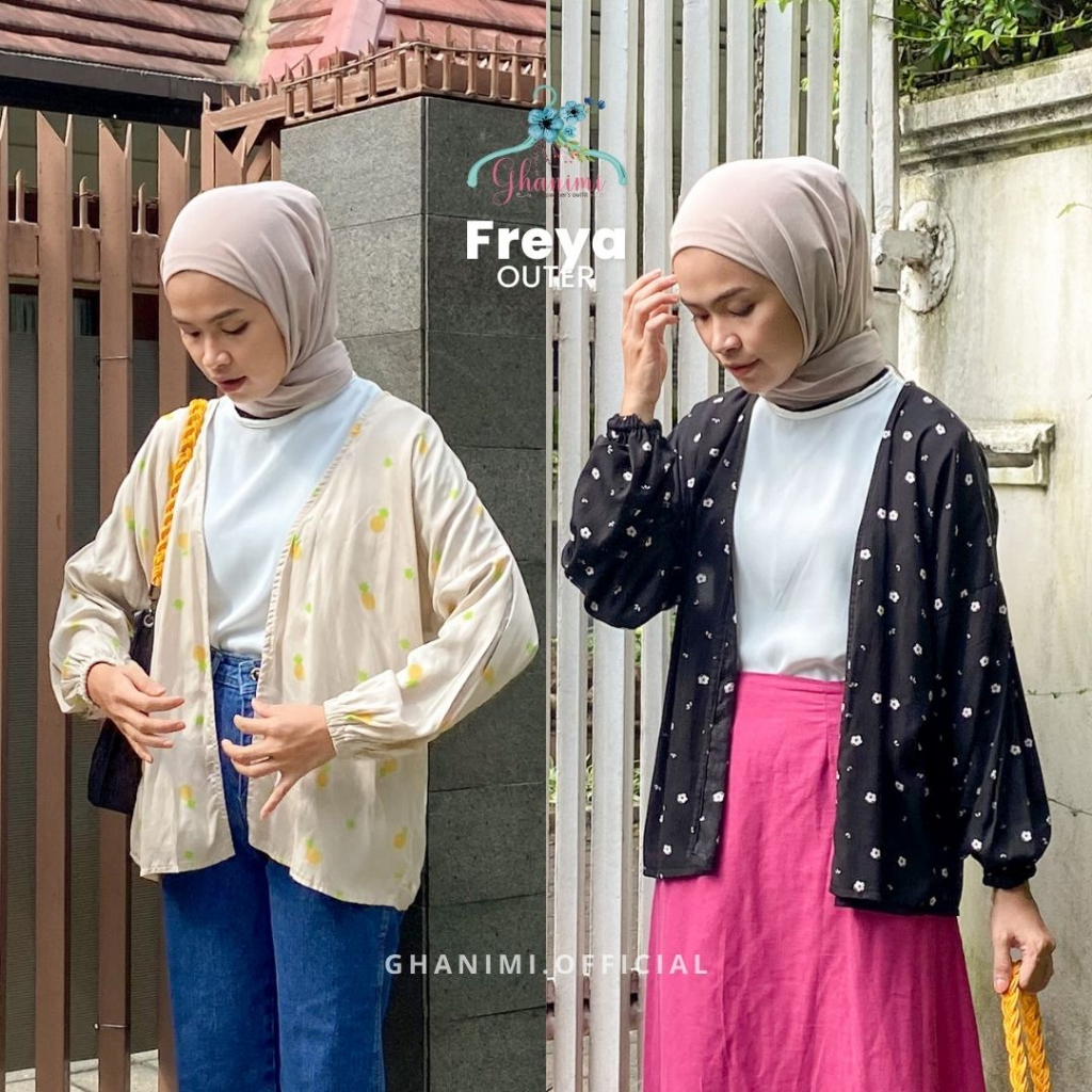 Jual Ghanimi Freya Outer Outer Rayon Motif Lengan Panjang Wudhu