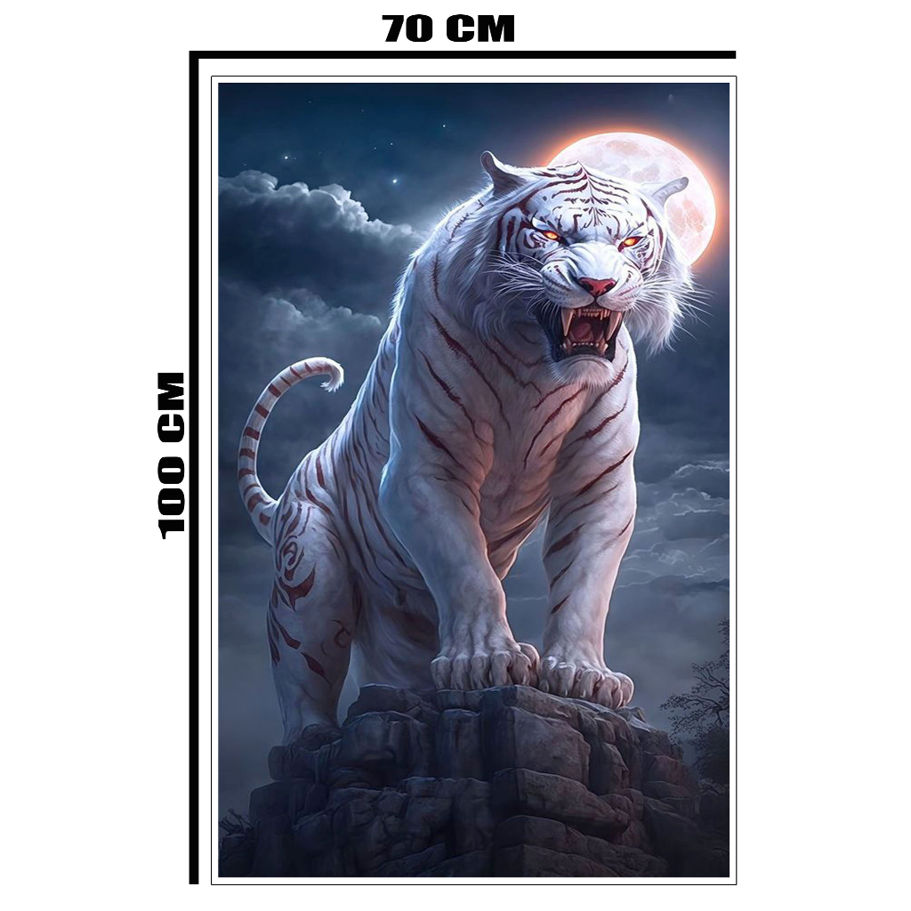 Jual Poster cetak uk jumbo 70 x 100 cm bahan flexi motiv gambar harimau