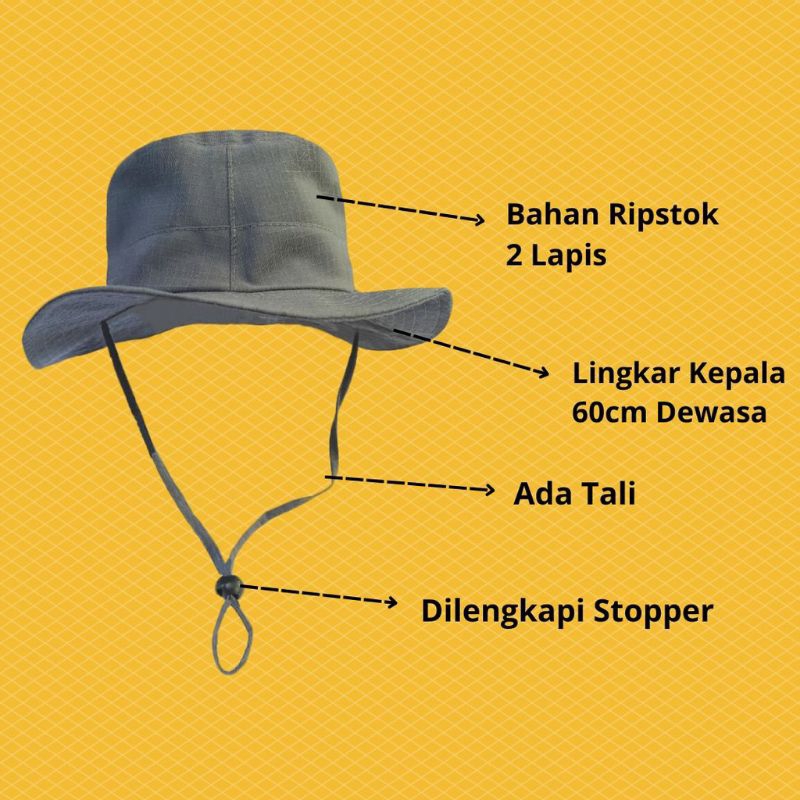 Jual Topi Rimba Bucket Hat Topi Hiking Topi Gunung Bahan Drill Premium Quality Shopee 