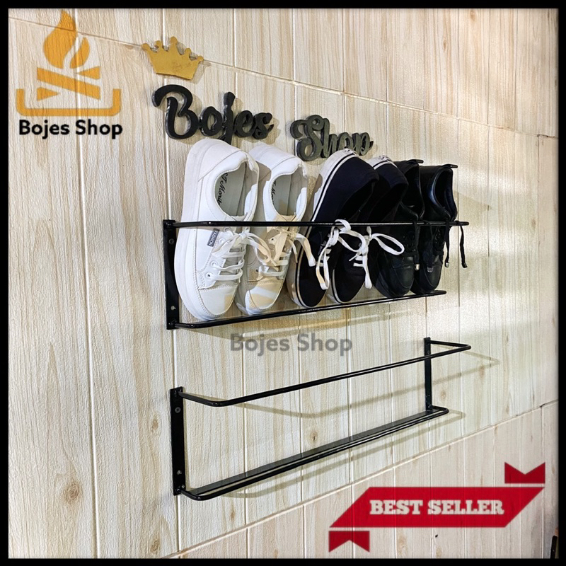Jual Rak besi sepatu sandal tempel dinding rak gantungan tempat sepatu ...