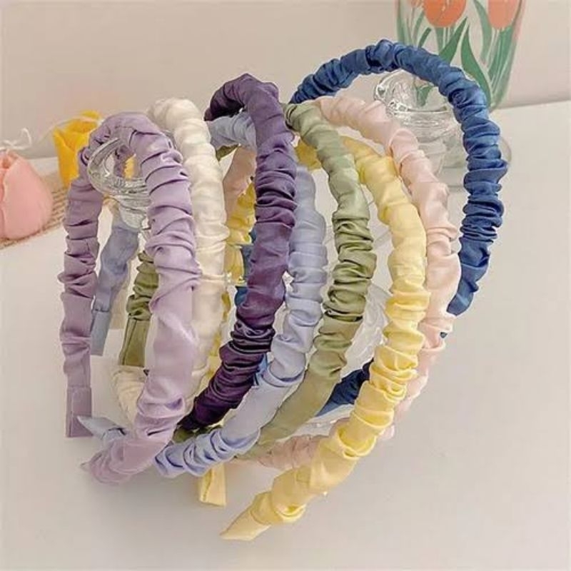 Jual Bando Scrunchie Kerut Lucu Korea Warna Pastel Shopee Indonesia 