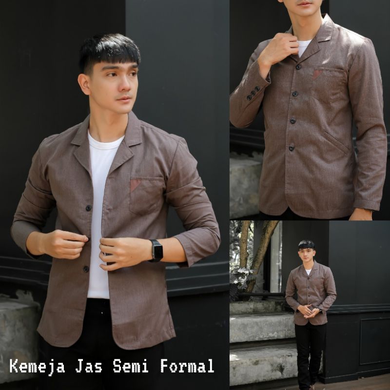 Jual Kemeja Jas Pria Casual Semi Formal/ Blazer Jas Pria Casual