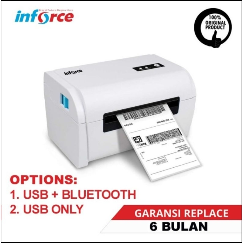 Jual PRINTER LABEL INFORCE 1808 BARCODE THERMAL RESI BARCODE A6 - USB ...