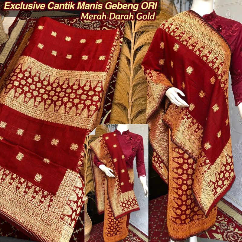 Jual Exclusive Songket Cantik Manis Gebeng ORI / Merah Darah Gold ...