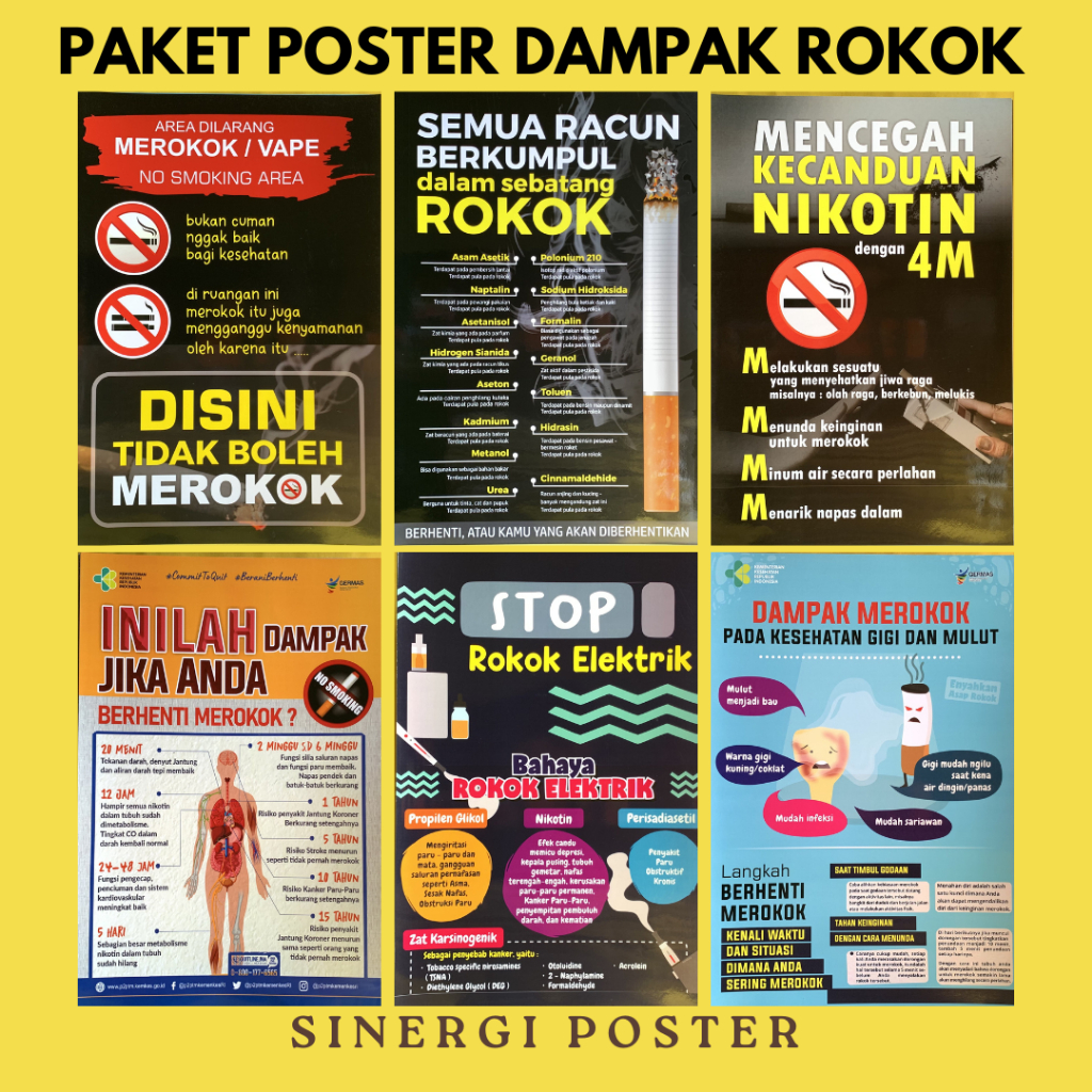 Jual Paket Poster Dampak Rokok | Poster Bahaya Merokok | Berhenti ...