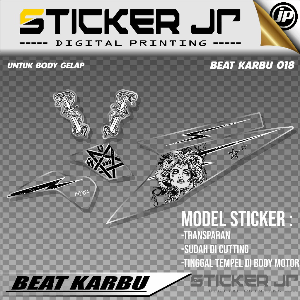 Jual Sticker Striping Decal Transparan Cutting Yamaha Beat Karbu Stiker ...