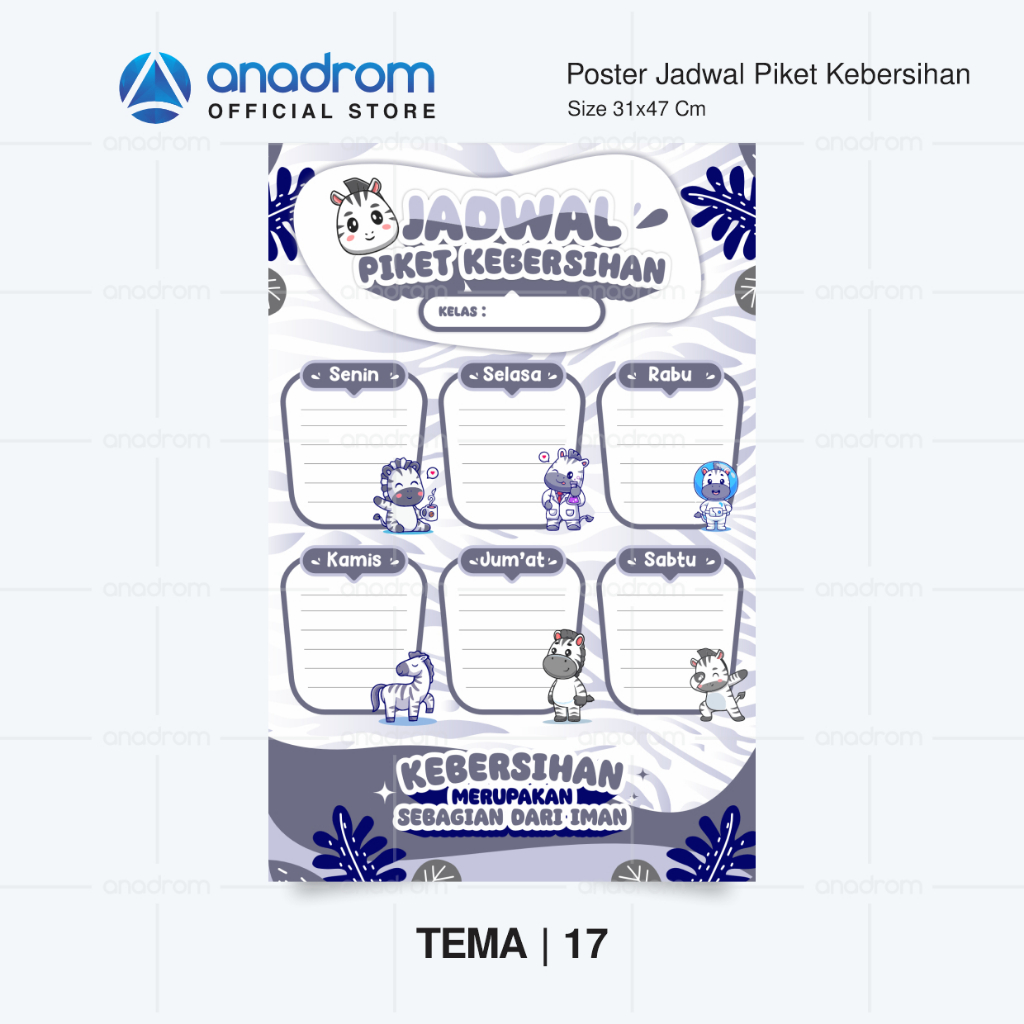 Jual Poster Jadwal Piket Kebersihan Kelas Poster Piket Kelas Poster Piket Sekolah Anadrom 