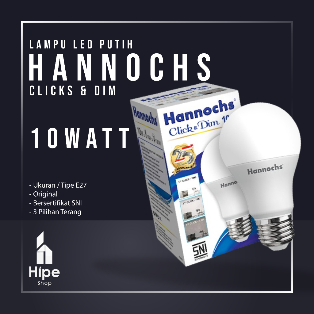 Jual Hannochs Lampu Led Click Dim Watt Tingkat Kecerahan Bola Lampu Bohlam Putih