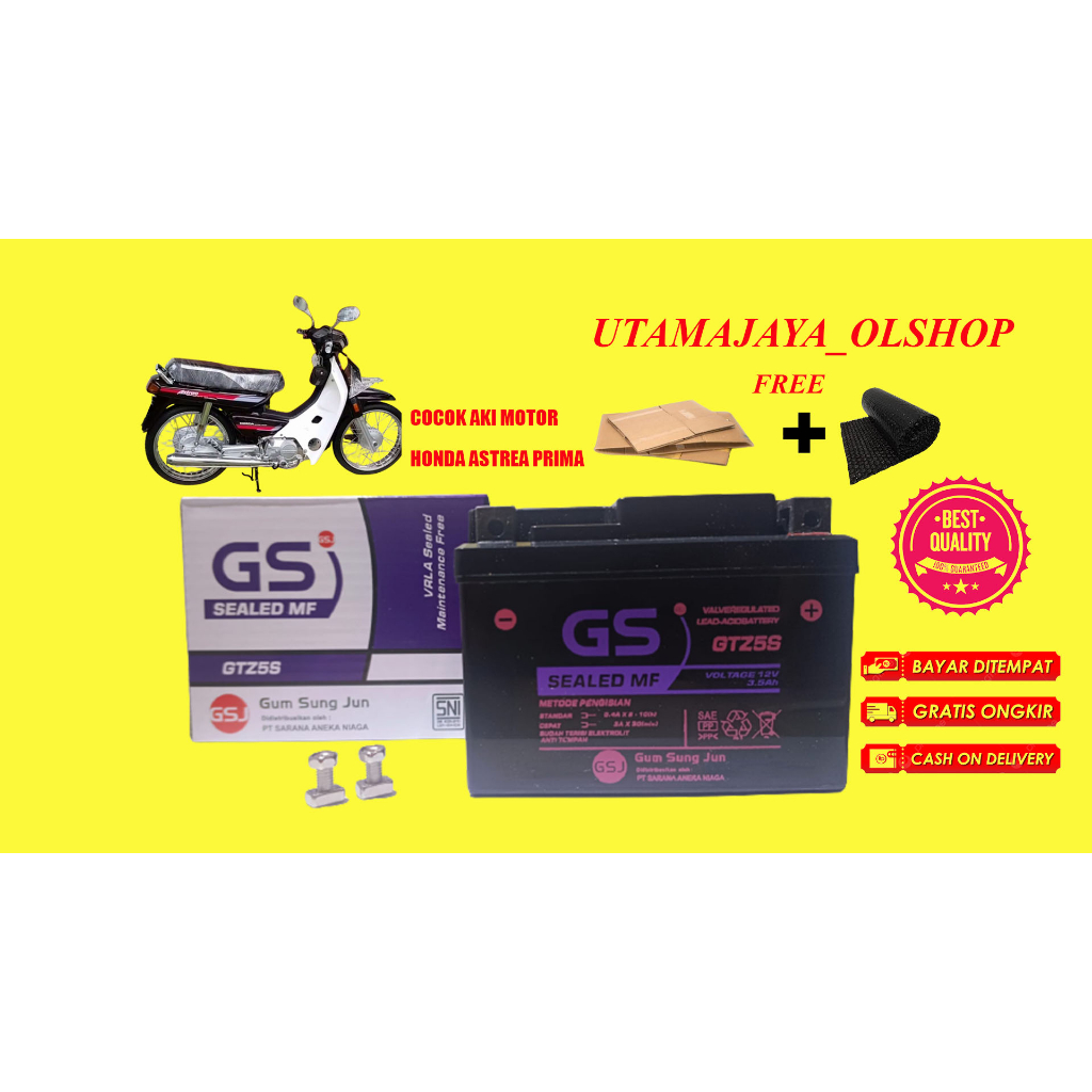 Jual Aki Motor Honda PRIMA Beat KARBU DAN BEAT FI VARIO 110 CC GS GTZ5