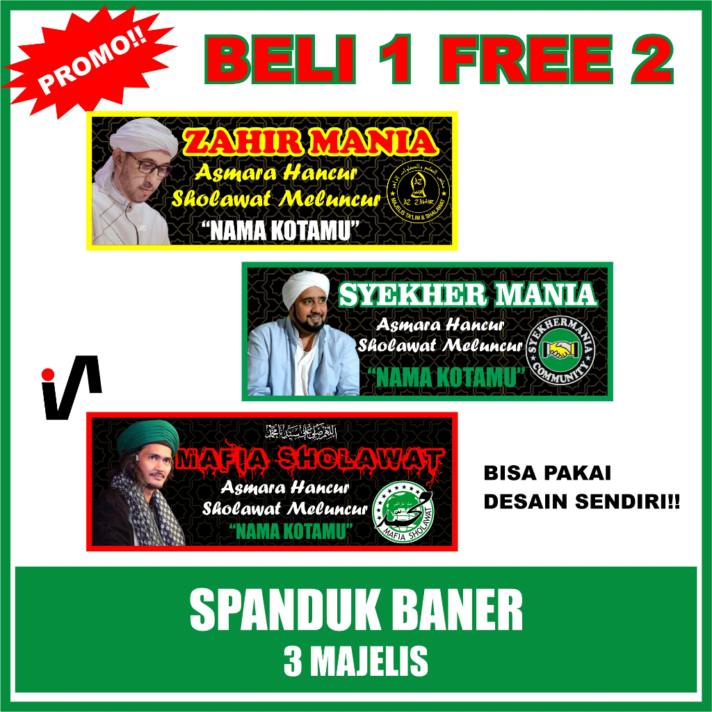 Jual Promo 1 Paket Dapat 3 Spanduk Banner Zahir Mania Mafia Sholawat