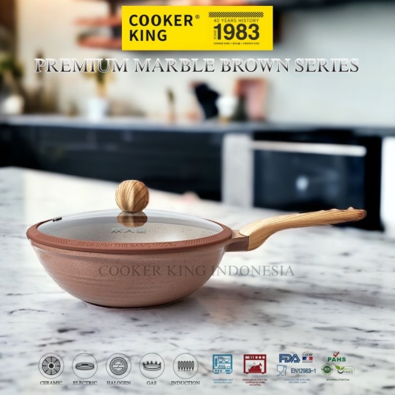 Jual Cooker King Wok Wajan + Lid Premium Marble Brown Series Non Stick ...