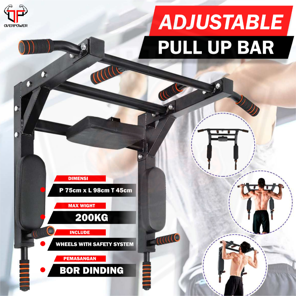 Jual Pull up bar adjustable BM-P062/PULL UP Wall Mount Portable Dipping ...