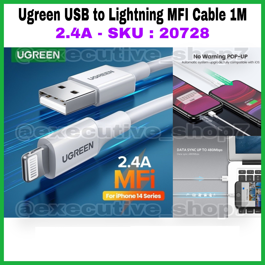 UGREEN US155 (20728) USB-A Male to Lightning Male Cable