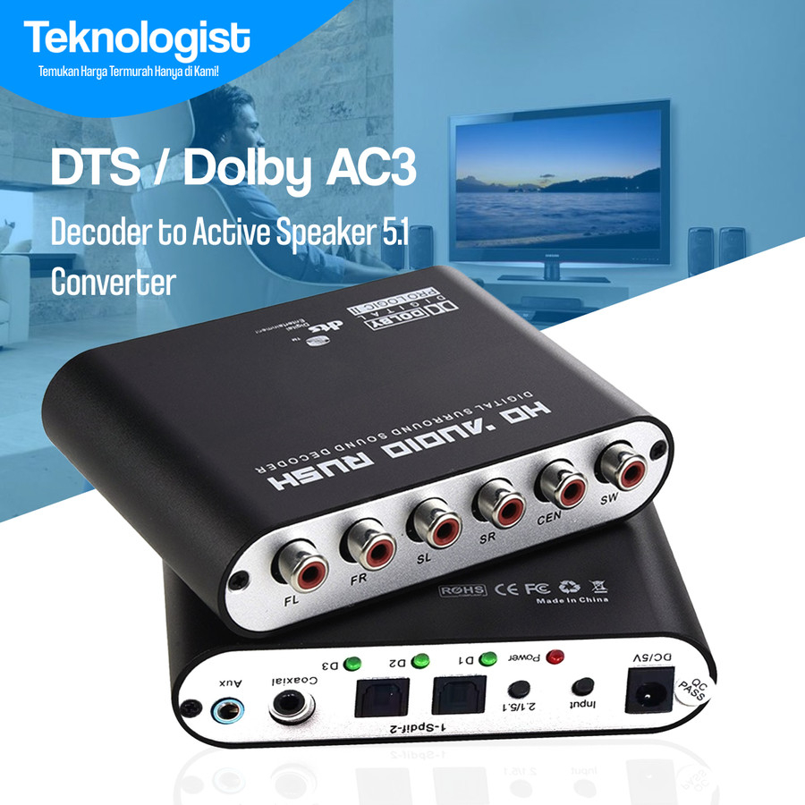 Jual DTS / Dolby AC3 Decoder to Active Speaker 5.1 Converter | Shopee ...