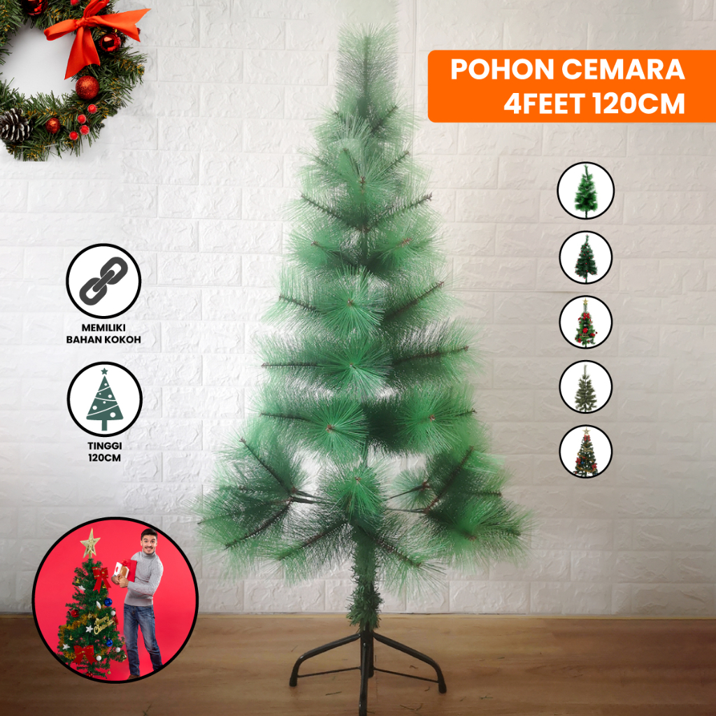 Jual Christmas Tree Ukuran 120CM 4 Kaki Bahan Plastik Dekorasi Rumah ...