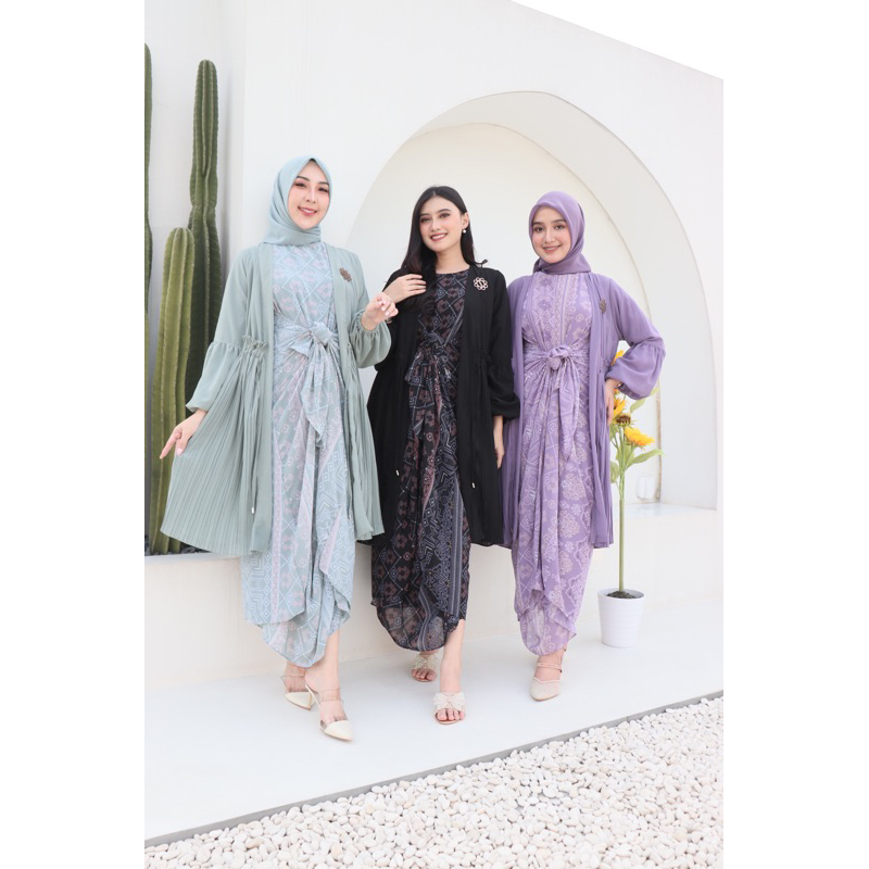 Jual Zalva Set Kaftan Ikat Premium Gies Baju Kondangan Set Ikat Pakaian Wanita Kekinian