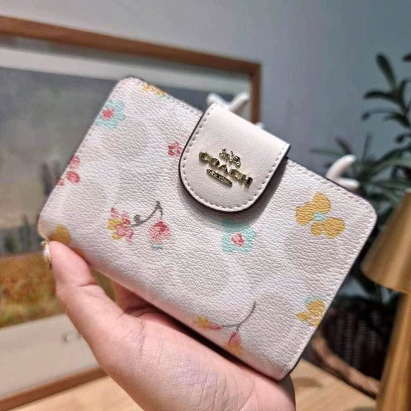 Jual COACH C8741 MEDIUM CORNER ZIP WALLET IN SIGNATURE CANVAS WITH