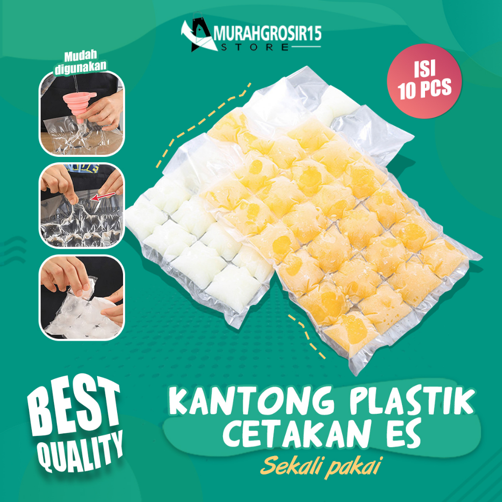 Jual Cetakan Es Kotak Kotak Kantong Plastik Cetakan Es Batu Sekali Pakai Isi 10 Pcs Ice Bag 24 1199