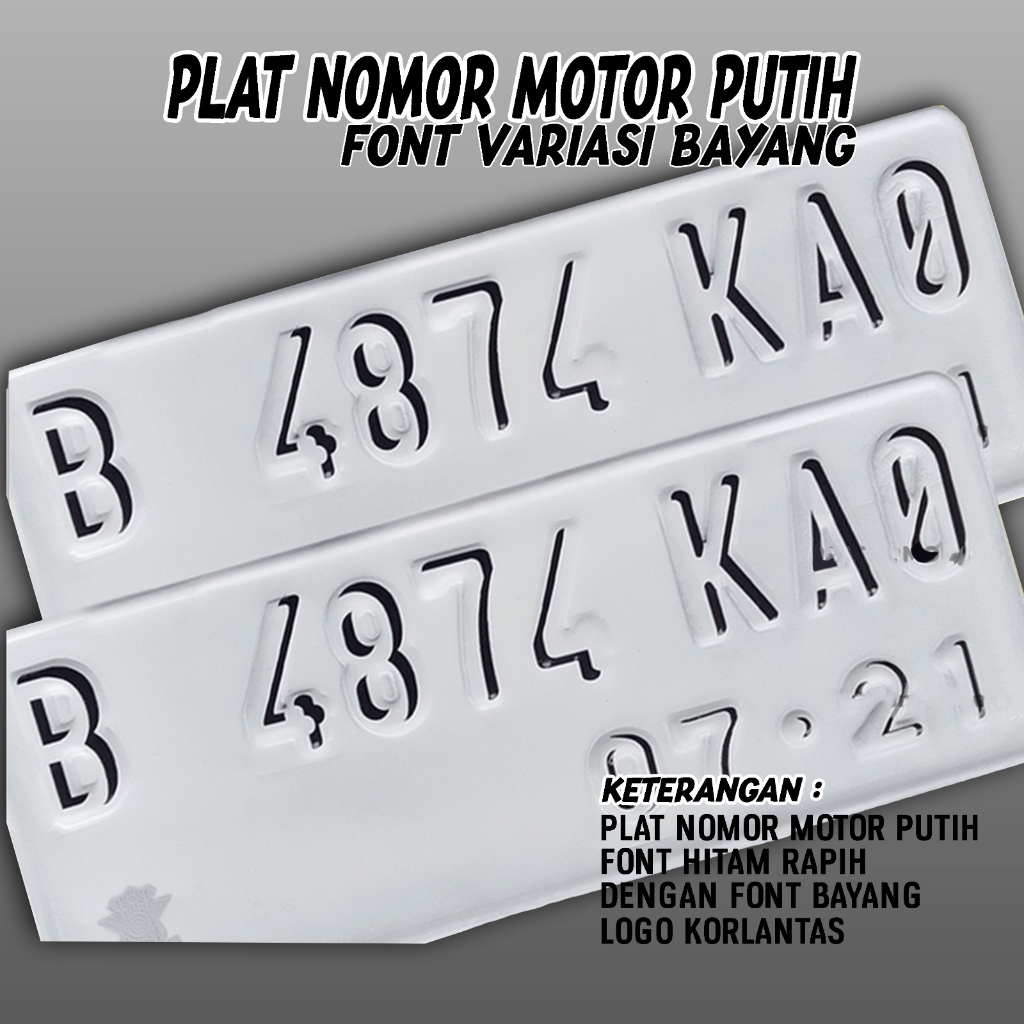 Jual Plat Nomor Motor Angka Font Variasi Bayang Plat Motor Putih ...