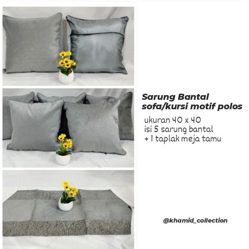 Jual Sarung Bantal Sofa Kursi Set Polos Minimalis Uku 40x40 Warna Abu