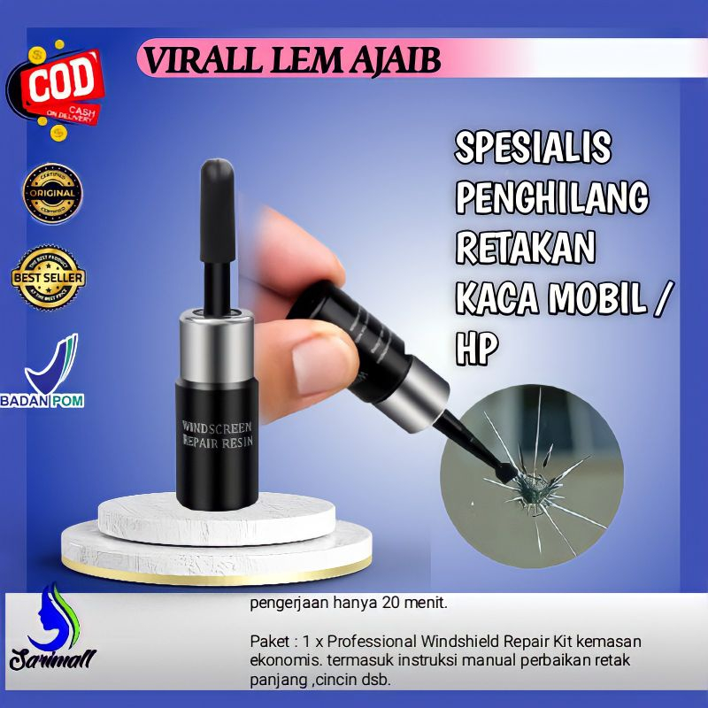 Jual LEM KACA MOBIL ANTI RETAK WINDSHIELD REPAIR KIT isi 120 PCS
