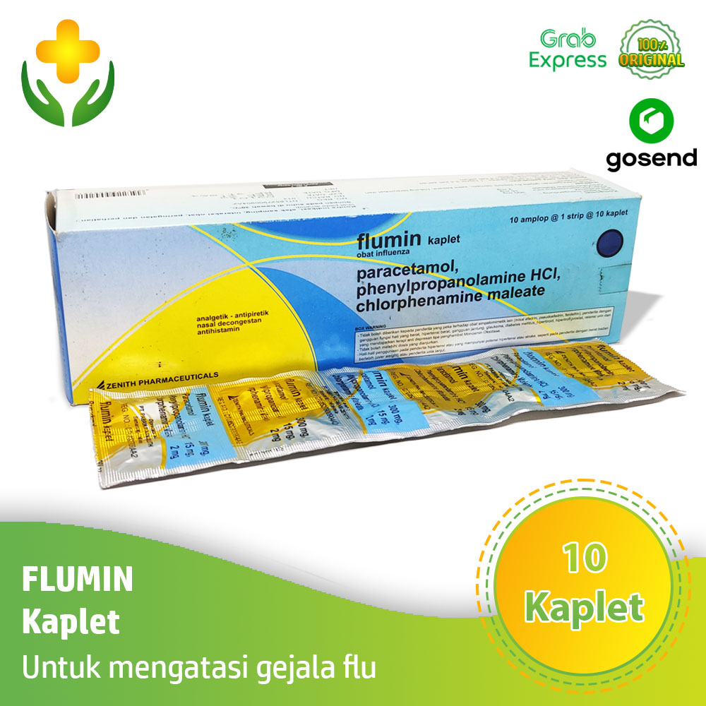 Jual Flumin Strip 10 Kaplet Obat Demam Pilek Hidung Tersumbat Seperti