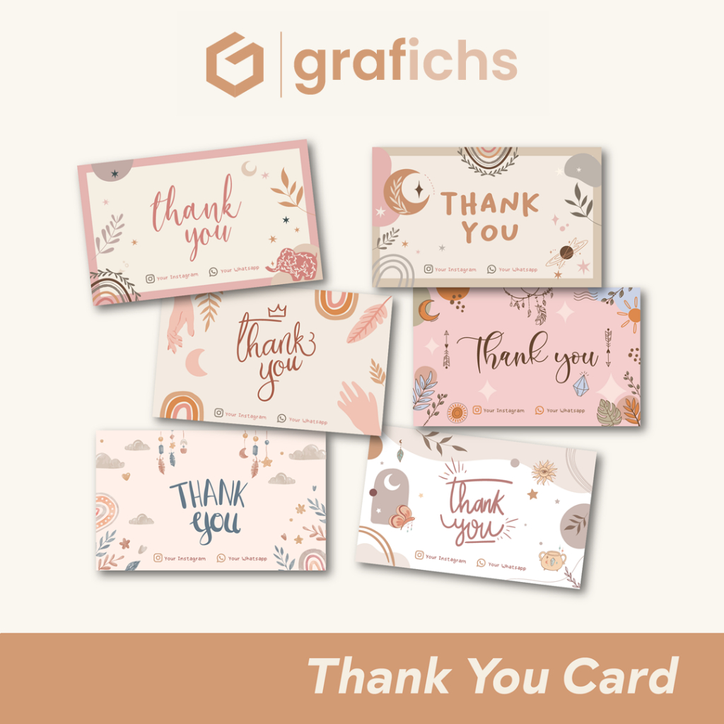 Jual Pcs Thank You Card Stiker Terima Kasih Custom Aesthetic By Tc