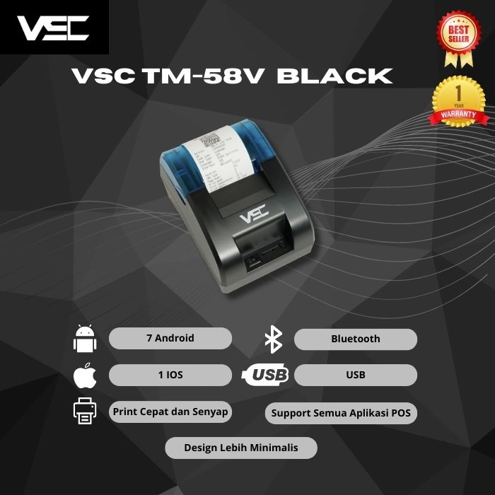 Jual PRINTER THERMALH VSC TM-58V 58MM BLUETOOTH RPP02N ANDROID IOS ...