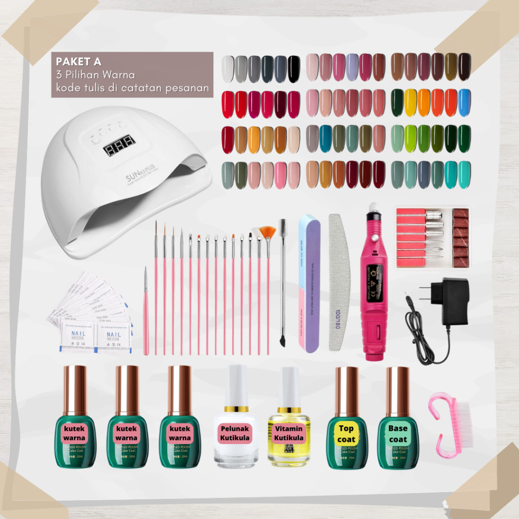 Jual Paket Nail Art Lengkap Nail Art Set Berkualitas Kutek Gel Pengering Kutek Vitamin Kuku Nail